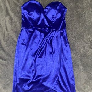 blue strapless dress